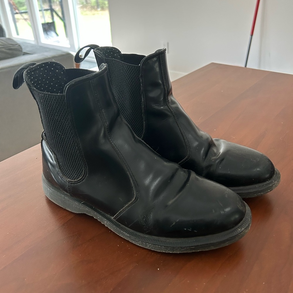 Dr. Martens Black Combat Boots with Elastic Panels